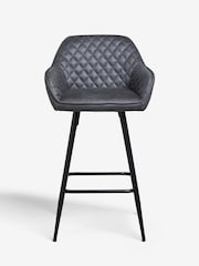 Monza Faux Leather Dark Grey Hamilton Fixed Height Quilted Kitchen Bar Stool - Image 1 of 6