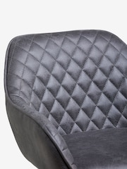 Monza Faux Leather Dark Grey Hamilton Fixed Height Quilted Kitchen Bar Stool - Image 5 of 6
