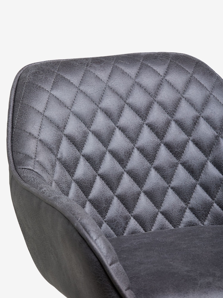Monza Faux Leather Dark Grey Hamilton Fixed Height Quilted Kitchen Bar Stool - Image 6 of 6