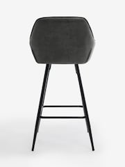 Monza Faux Leather Dark Grey Hamilton Fixed Height Quilted Kitchen Bar Stool - Image 8 of 8