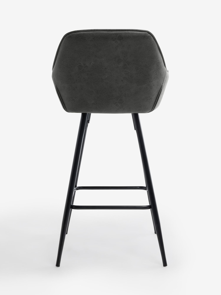 Monza Faux Leather Dark Grey Hamilton Fixed Height Quilted Kitchen Bar Stool - Image 8 of 8