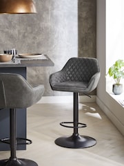 Monza Faux Leather Dark Grey Hamilton Quilted Kitchen Bar Stool - Image 1 of 6