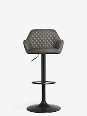 Monza Faux Leather Dark Grey Hamilton Quilted Kitchen Bar Stool - Image 2 of 6