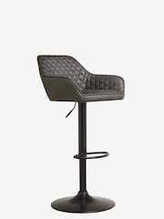 Monza Faux Leather Dark Grey Hamilton Quilted Kitchen Bar Stool - Image 3 of 6