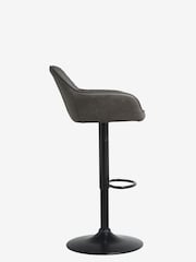 Monza Faux Leather Dark Grey Hamilton Quilted Kitchen Bar Stool - Image 4 of 6