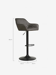 Monza Faux Leather Dark Grey Hamilton Quilted Kitchen Bar Stool - Image 6 of 6