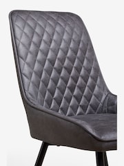 Set of 2 Monza Faux Leather Dark Grey Hamilton Black Leg Quilted Dining Chairs - Image 10 of 10