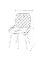 Set of 2 Monza Faux Leather Dark Grey Hamilton Black Leg Quilted Dining Chairs - Image 5 of 10