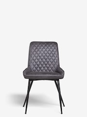 Set of 2 Monza Faux Leather Dark Grey Hamilton Black Leg Quilted Dining Chairs - Image 6 of 10
