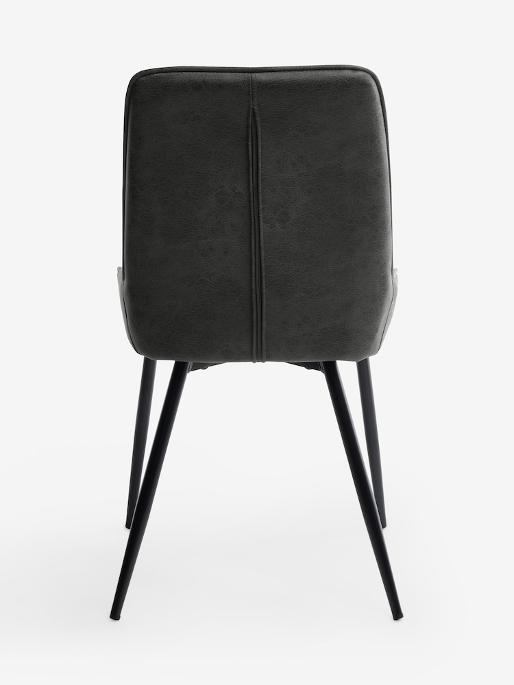 Set of 2 Monza Faux Leather Dark Grey Hamilton Quilted Dining Chairs - Image 7 of 7