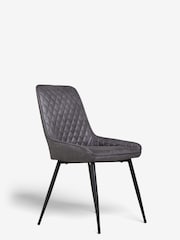 Set of 2 Monza Faux Leather Dark Grey Hamilton Black Leg Quilted Dining Chairs - Image 8 of 10