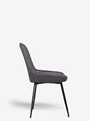 Set of 2 Monza Faux Leather Dark Grey Hamilton Black Leg Quilted Dining Chairs - Image 9 of 10