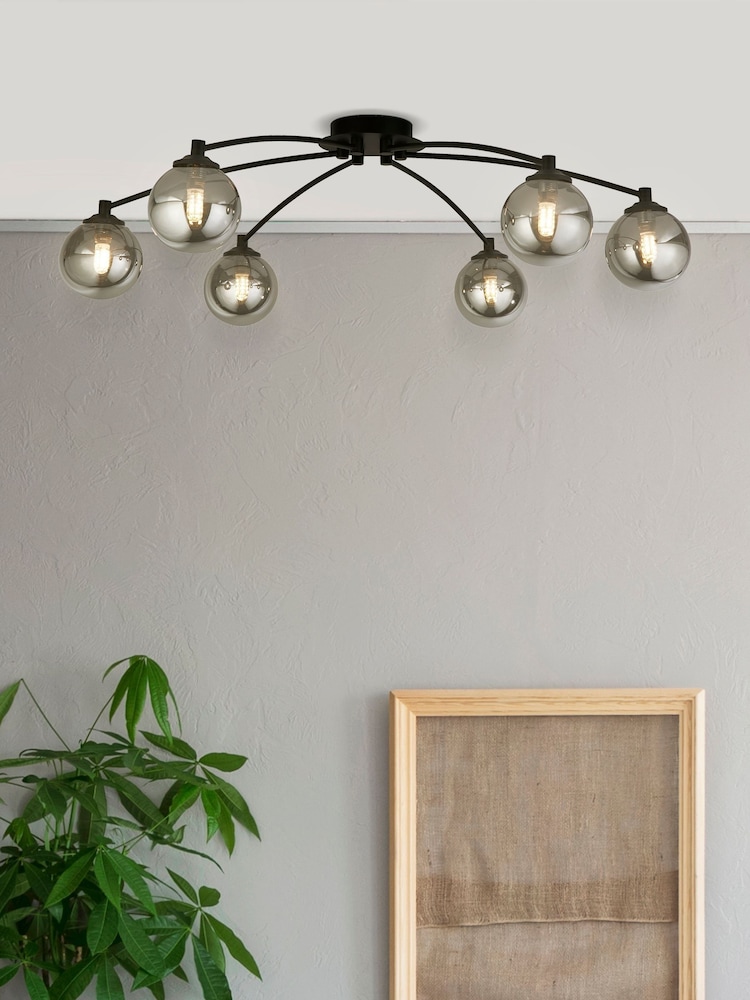 Searchlight Black Esme Smoke 6 Light Ceiling Light - Image 1 of 1