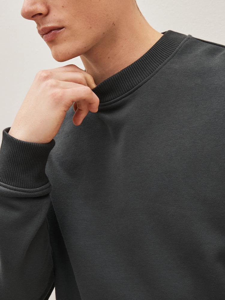 Slate Grey Regular Fit Jersey Cotton Rich Crew Sweatshirt - Image 3 of 4