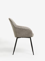 Set of 2 Monza Faux Leather Light Grey Hamilton Black Leg Quilted Dining Chairs - Image 5 of 8