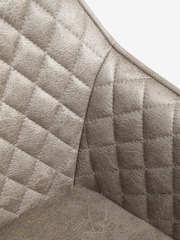 Set of 2 Monza Faux Leather Light Grey Hamilton Black Leg Quilted Dining Chairs - Image 6 of 8