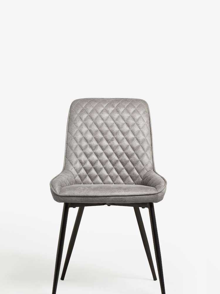 Set of 2 Monza Faux Leather Light Grey Hamilton Quilted Dining Chairs - Image 6 of 6 Set of 2 Monza Faux Leather Light Grey Hamilton Quilted Dining Chairs - Image 6 of 6