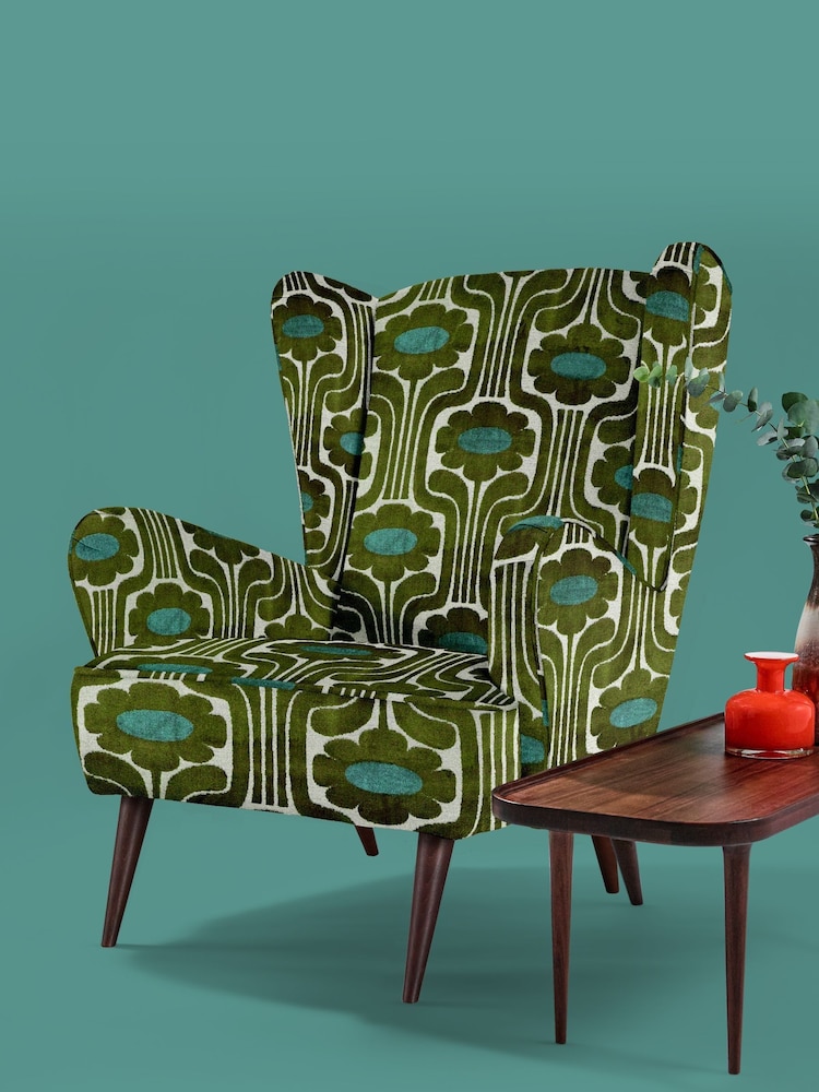 Orla Kiely Green Alma Armchair - Image 1 of 4