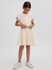 Reiss Ivory Milo 9-13 yrs Cotton Blend Logo Dress - Image 3 of 4