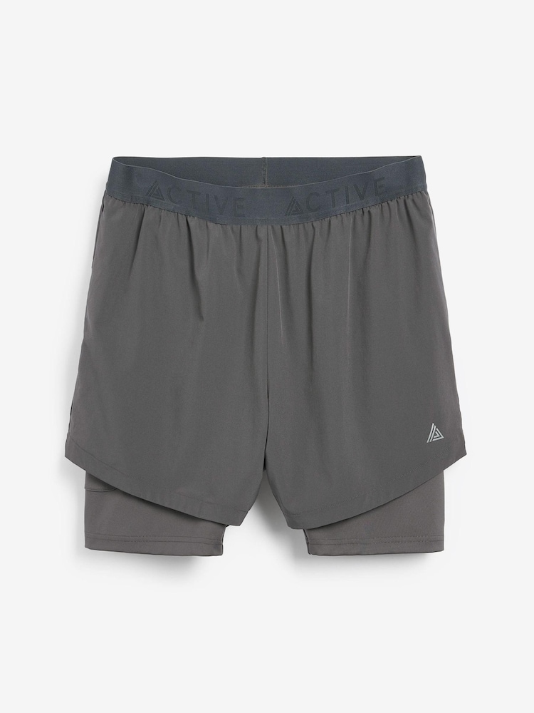Grey 2-In-1 With Legging Active Gym & Running Shorts - Image 4 of 6