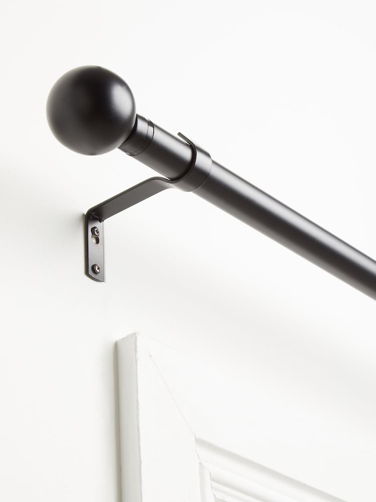 Black Ball Finial Extendable Curtain 28mm Pole Kit - Image 1 of 5