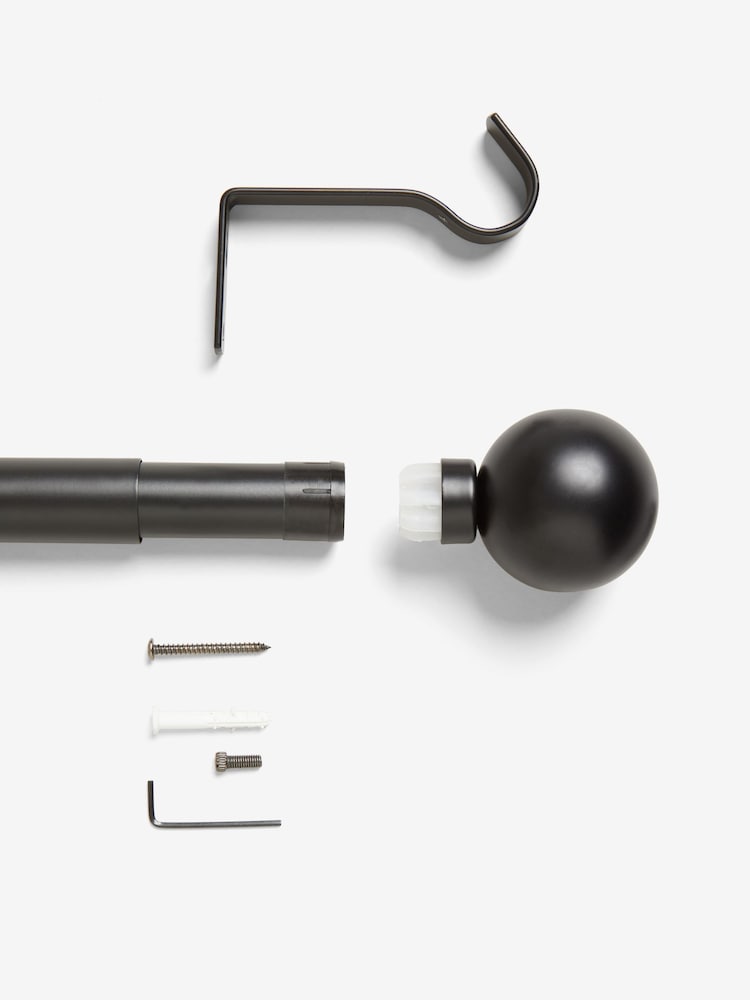 Black Ball Finial Extendable Curtain 28mm Pole Kit - Image 5 of 5