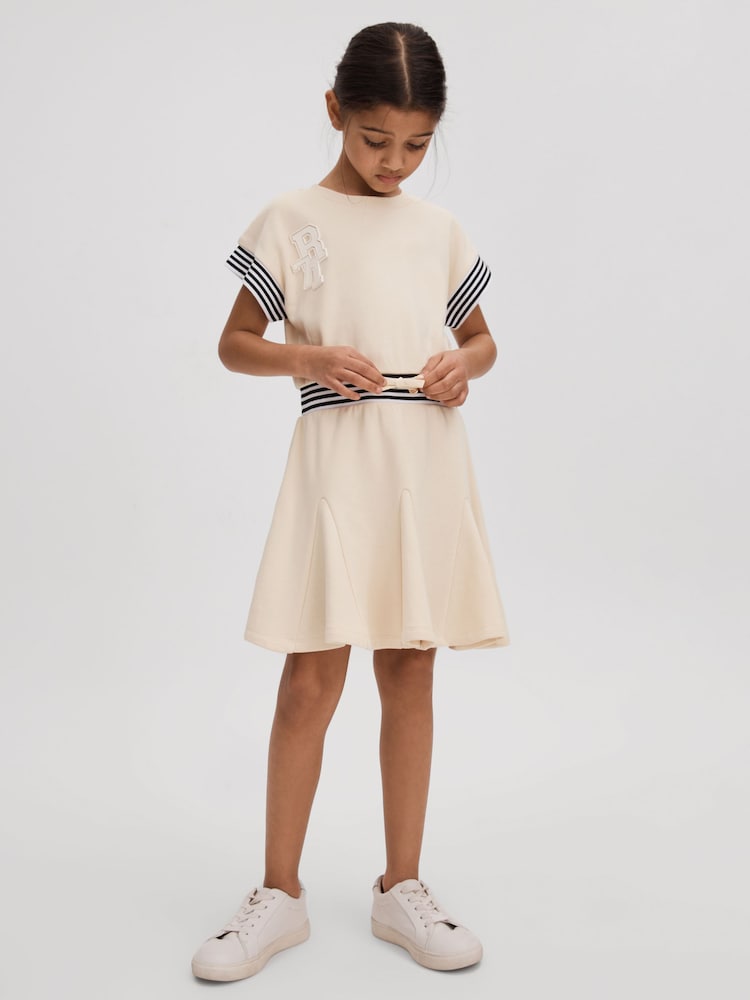 Reiss Ivory Milo 4-9 yrs Cotton Blend Logo Dress - Image 1 of 4