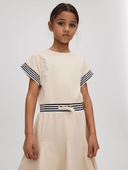 Reiss Ivory Milo 4-9 yrs Cotton Blend Logo Dress - Image 3 of 4