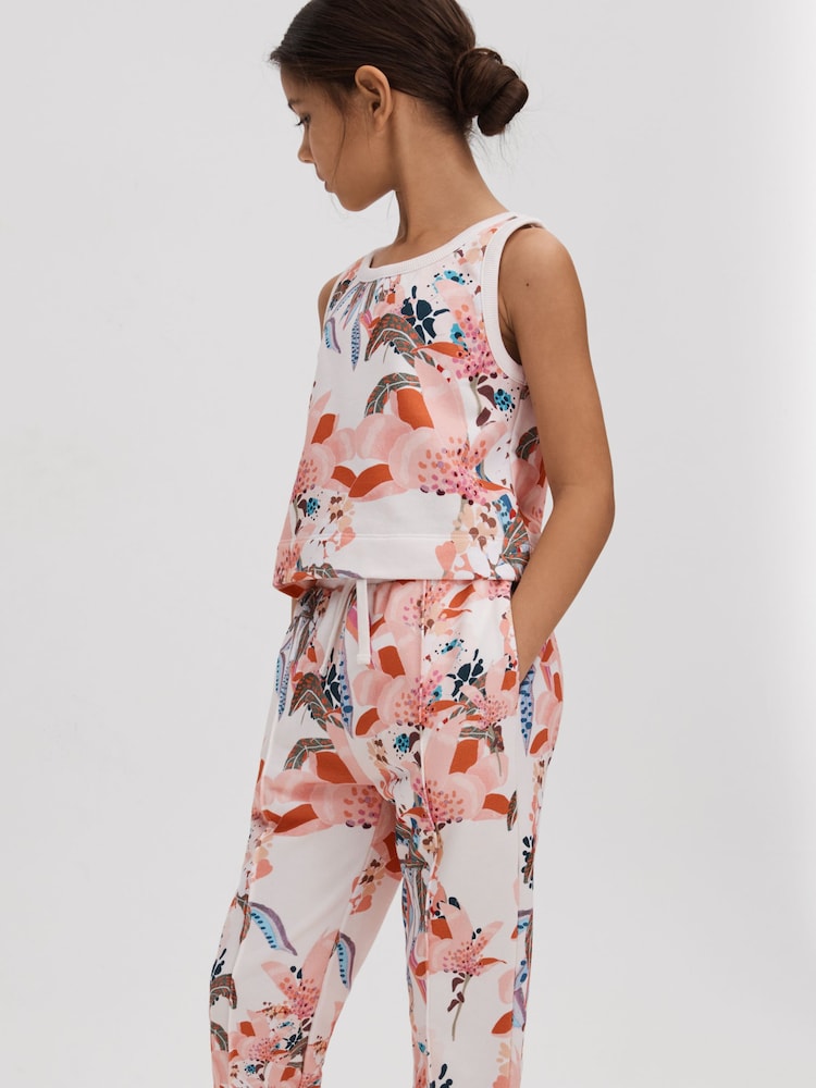 Reiss Pink Print Kemi 9-13 yrs Cotton Vest and Joggers Set - Image 1 of 5