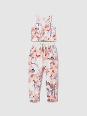 Reiss Pink Print Kemi 9-13 yrs Cotton Vest and Joggers Set - Image 2 of 5