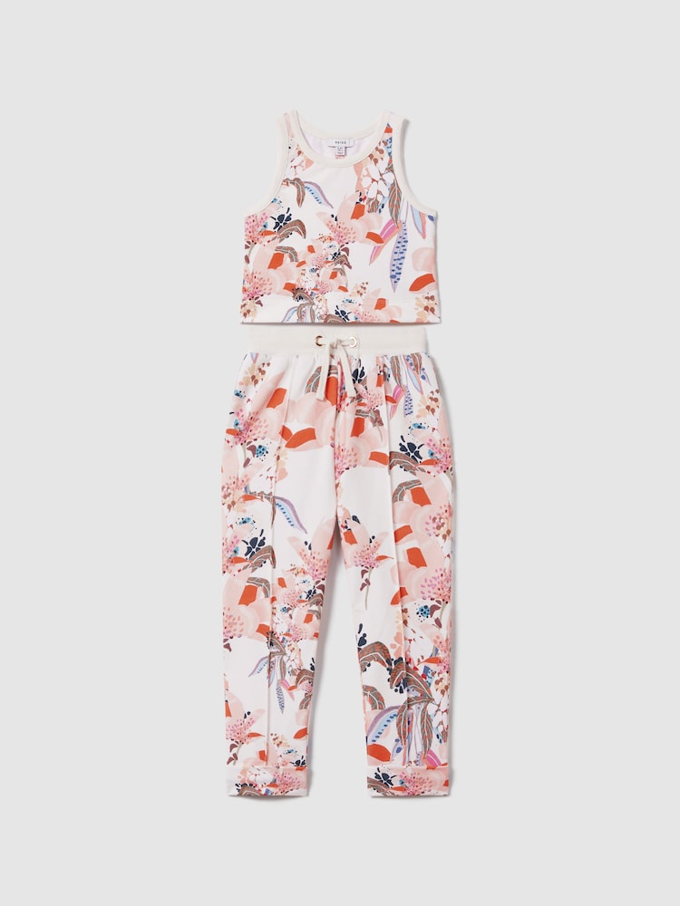 Reiss Pink Print Kemi 9-13 yrs Cotton Vest and Joggers Set - Image 2 of 5