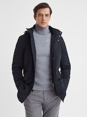 Reiss Navy Dublin Water Repellent Removable Hooded Coat - Image 1 of 6