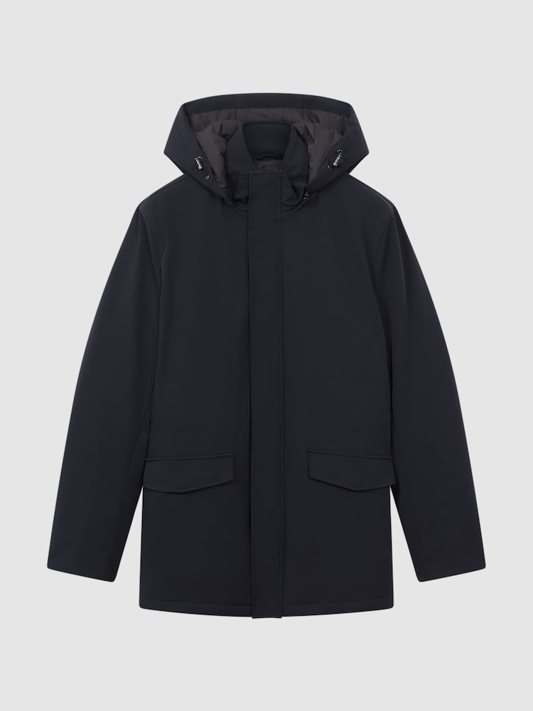 Reiss Navy Dublin Water Repellent Removable Hooded Coat - Image 2 of 6