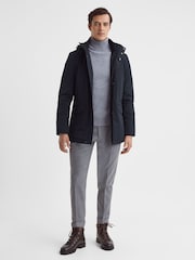 Reiss Navy Dublin Water Repellent Removable Hooded Coat - Image 3 of 6
