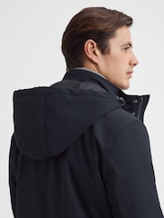 Reiss Navy Dublin Water Repellent Removable Hooded Coat - Image 4 of 6