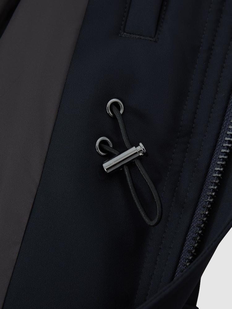 Reiss Navy Dublin Water Repellent Removable Hooded Coat - Image 6 of 6