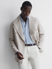 Reiss Oatmeal Bolzano Wool Blend Double Breasted Coat - Image 1 of 6