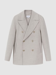 Reiss Oatmeal Bolzano Wool Blend Double Breasted Coat - Image 2 of 6
