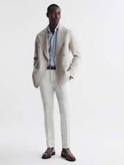 Reiss Oatmeal Bolzano Wool Blend Double Breasted Coat - Image 3 of 6