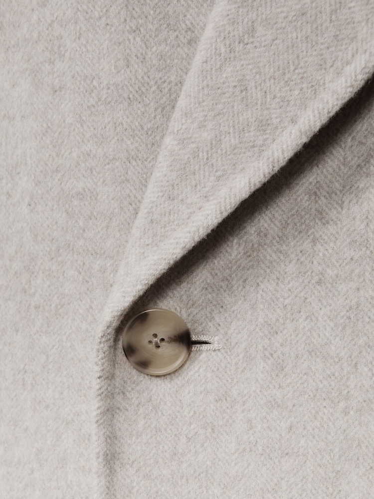 Reiss Oatmeal Bolzano Wool Blend Double Breasted Coat - Image 6 of 6