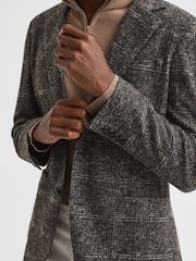 Reiss Charcoal Box Slim Fit Wool Blend Checked Single Breasted Blazer - Image 1 of 7