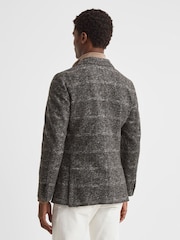 Reiss Charcoal Box Slim Fit Wool Blend Checked Single Breasted Blazer - Image 4 of 7