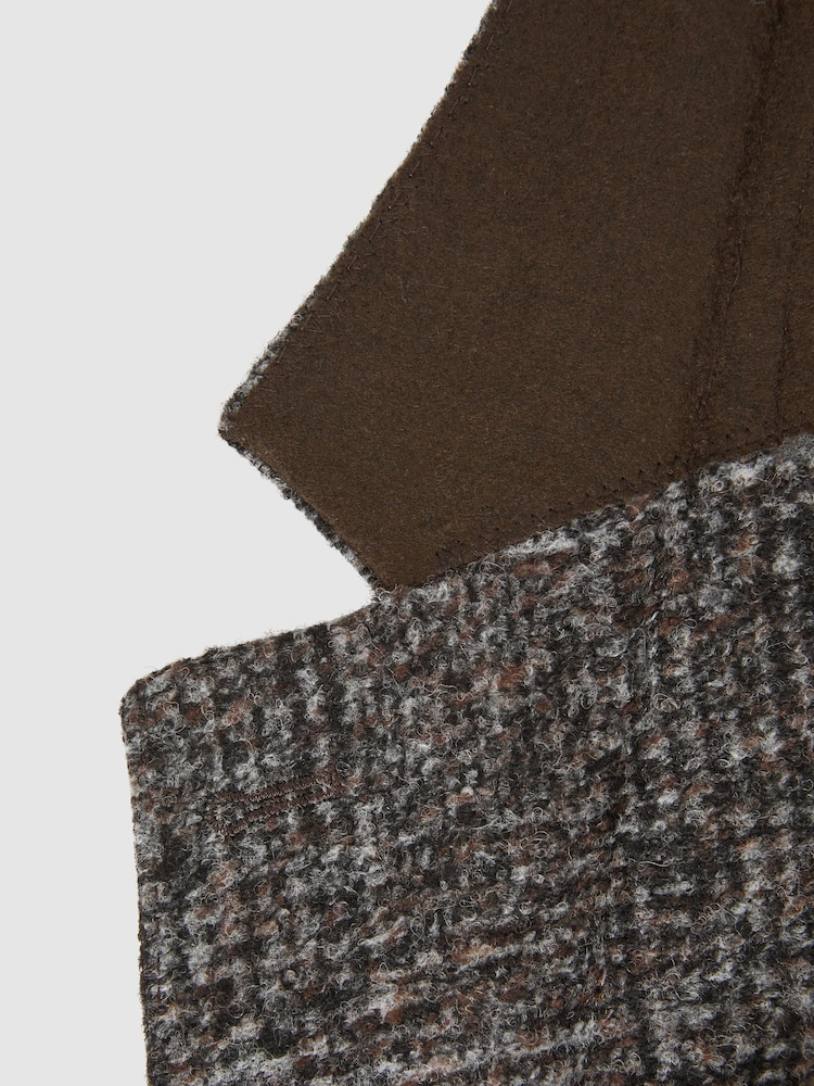 Reiss Charcoal Box Slim Fit Wool Blend Checked Single Breasted Blazer - Image 7 of 7