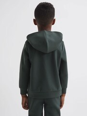 Reiss Forest Green Fabien Senior Interlock Jersey Hoodie - Image 2 of 5