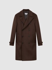 Reiss Mahogany Claim Wool Blend Double Breasted Coat - Image 2 of 5