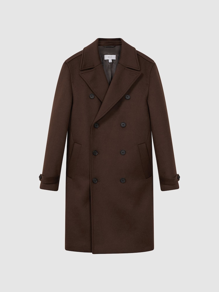 Reiss Mahogany Claim Wool Blend Double Breasted Coat - Image 2 of 5