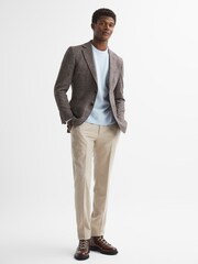 Reiss Soft Blue Melange Putney Wool Crew Neck Jumper - Image 4 of 5