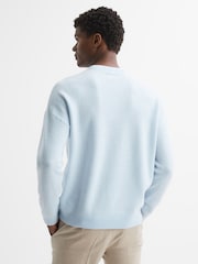 Reiss Soft Blue Melange Putney Wool Crew Neck Jumper - Image 5 of 5