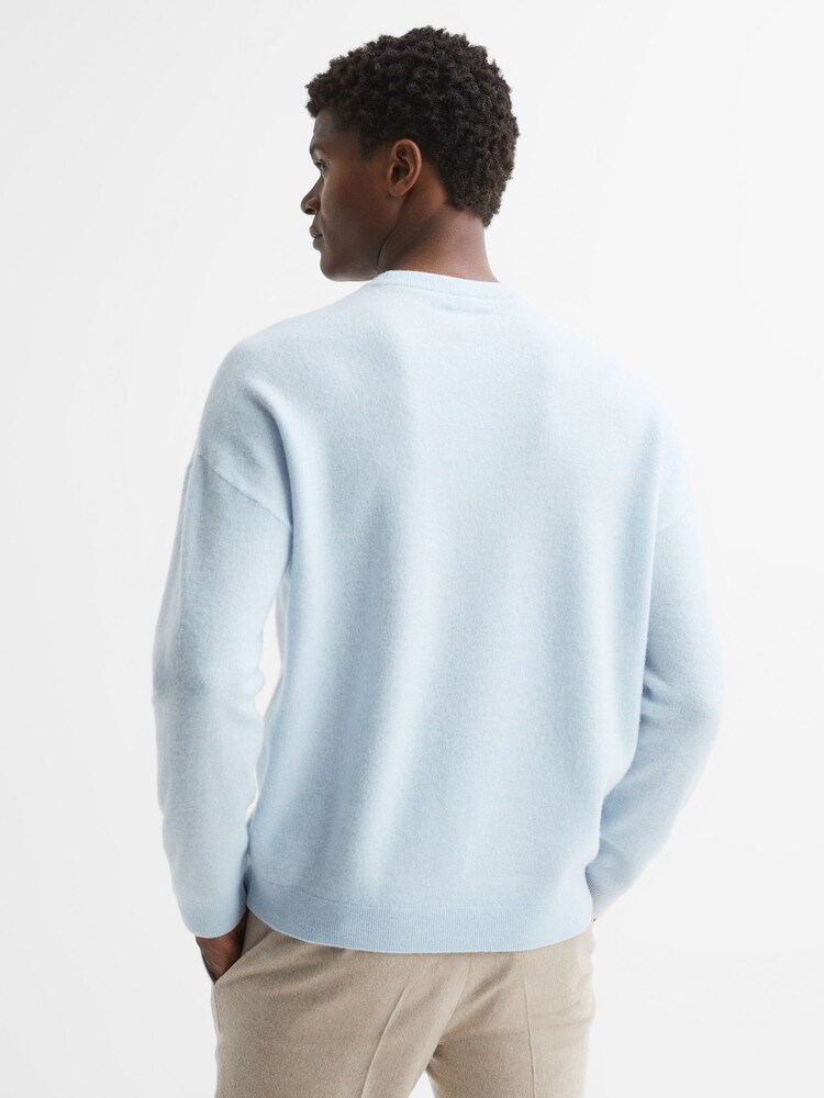 Reiss Soft Blue Melange Putney Wool Crew Neck Jumper - Image 5 of 5