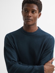 Reiss Petrol Blue Putney Wool Crew Neck Jumper - Image 1 of 5